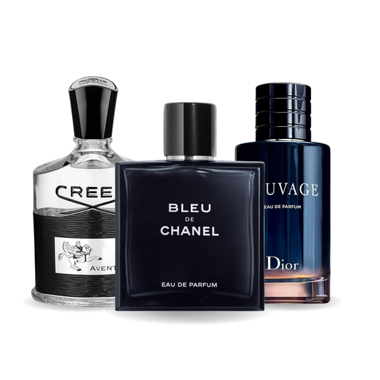 SET MIT 3 PARFÜMS: CREED AVENTUS, BLEU DE CHANEL, DIOR SAUVAGE 100ML