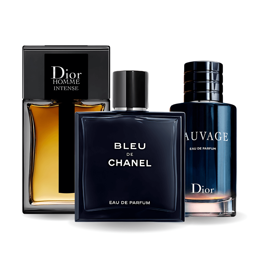 SET MIT 3 PARFÜMS: SAUVAGE DIOR, BLEU DE CHANEL, DIOR HOMME INTENSE 100ML