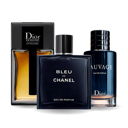 SET MIT 3 PARFÜMS: SAUVAGE DIOR, BLEU DE CHANEL, DIOR HOMME INTENSE 100ML