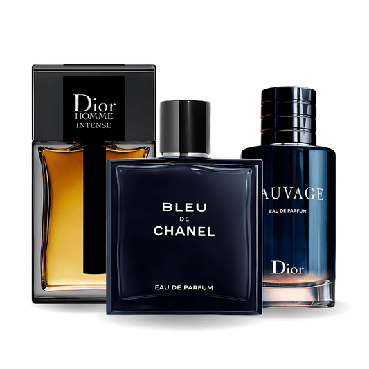 SET MIT 3 PARFÜMS: SAUVAGE DIOR, BLEU DE CHANEL, DIOR HOMME INTENSE 100ML