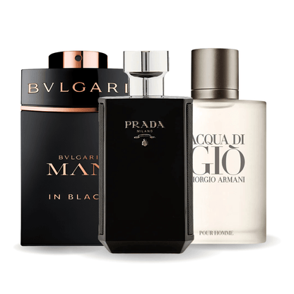 SET MIT 3 PARFUMEN: BVLGARI IN SCHWARZ, GIORGIO ARMANI ACQUA DI GIO, L'HOMME PRADA INTENSE 100ML