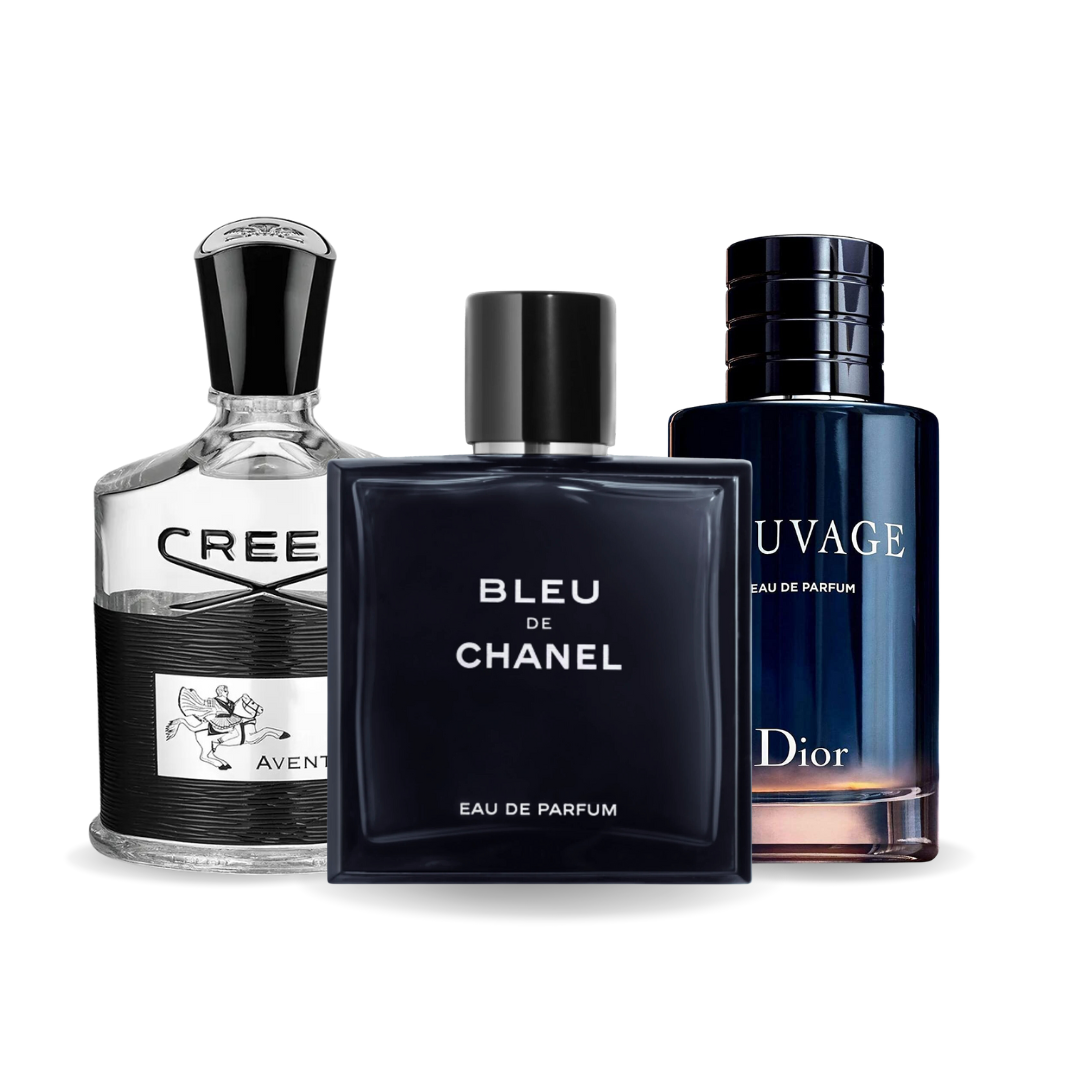 SET MIT 3 PARFÜMS: CREED AVENTUS, BLEU DE CHANEL, DIOR SAUVAGE 100ML