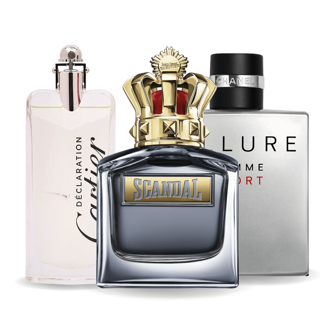 SET MIT 3 PARFÜMS: ALLURE HOMME SPORTS, JEAN PAUL GAULTIER SCANDAL, CARTIER DECLARATION 100 ML