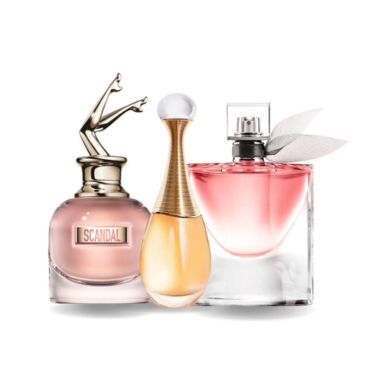 SET MIT 3 PARFÜMS: SCANDAL, J'ADORE, LA VIE EST BELLE 100ML