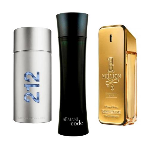 "SET MIT 3 PARFÜMS: 212 MEN NYC, PACO RABANNE ONE MILLION, ARMANI CODE HOMME 100ML"