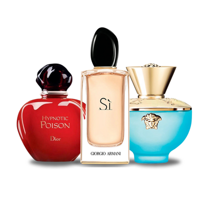 SET MIT 3 PARFÜMS: DIOR HYPNOTIC POISON, GIORGIO ARMANI SÌ, VERSACE DYLAN TURQUOISE 100 ML