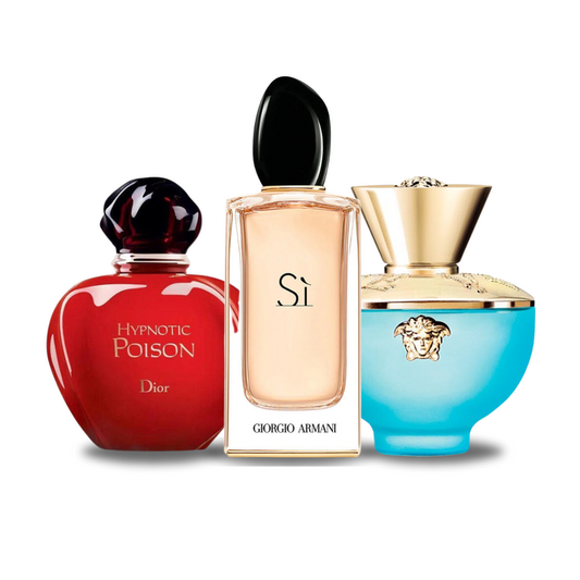 SET MIT 3 PARFÜMS: DIOR HYPNOTIC POISON, GIORGIO ARMANI SÌ, VERSACE DYLAN TURQUOISE 100 ML