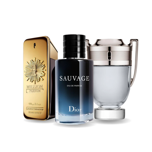 SET MIT 3 PARFÜMS: PACO RABANNE ONE MILLION, DIOR SAUVAGE, PACO RABANNE INVICTUS 100ML