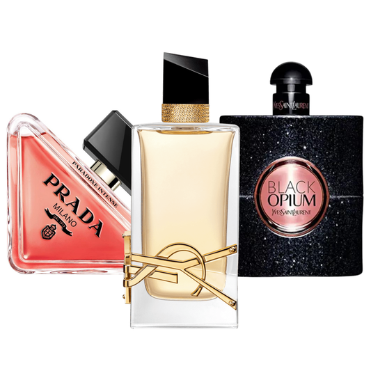 SET MIT 3 PARFÜMS: PRADA PARADOX, BLACK OPIUM YVES SAINT LAURENT, LIBRE 100ML