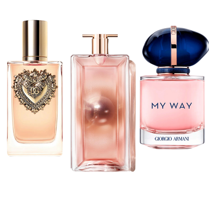 SET MIT 3 PARFÜMS: DOLCE & GABBANA DEVOTION, MY WAY GIORGIO ARMANI, LANCÔME IDÔLE 100 ML