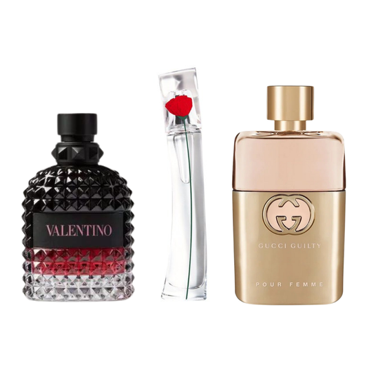 SET MIT 3 PARFÜMS: 3 GUCCI GUILT, VALENTINO INTENSE, FLOWER KENZO 100 ML